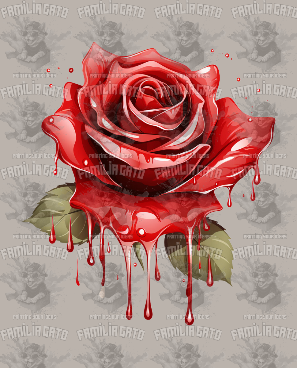 Red Drip Rose DTF Transfer