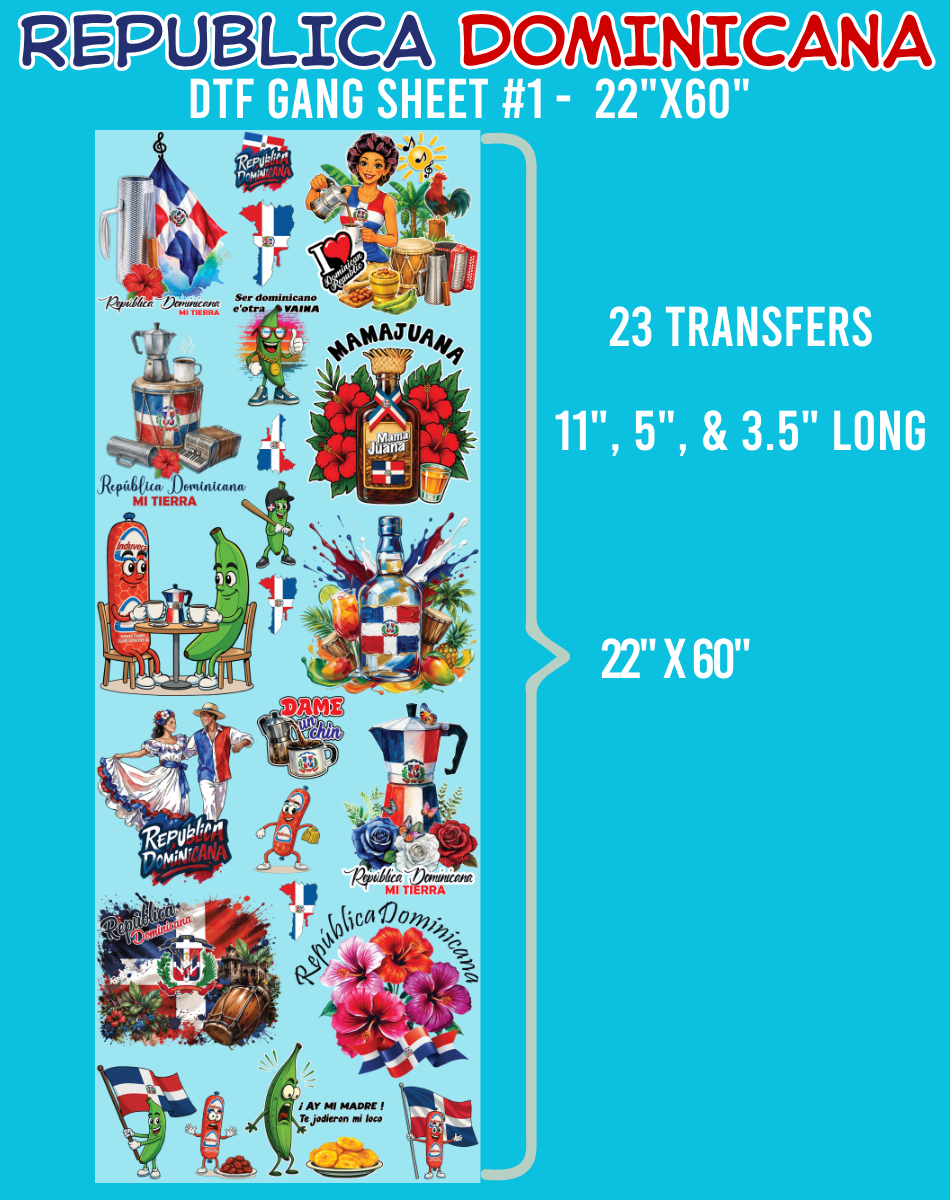 Republica Dominicana DTF Gang Sheet #1 - 22"x60"