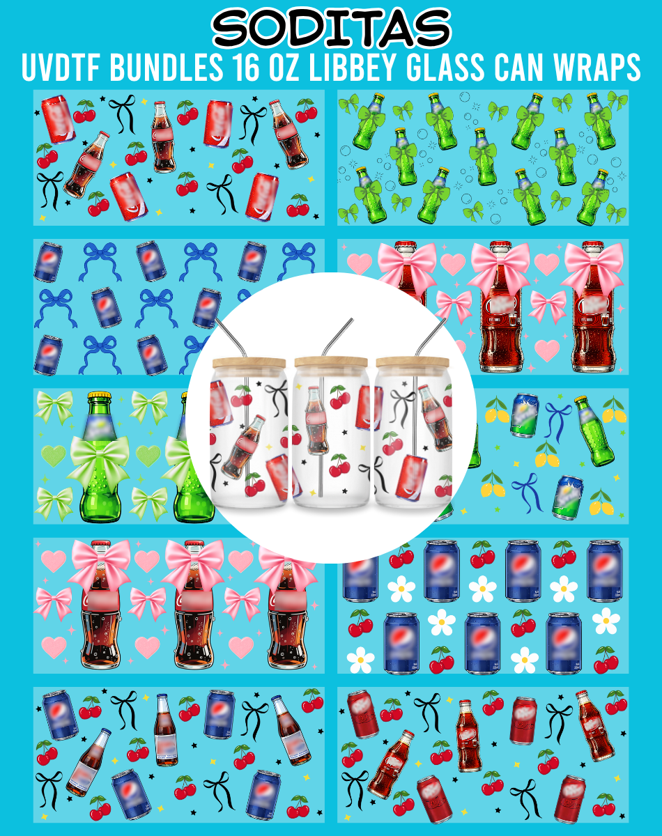 Soditas UVDTF Bundles - 16 Oz Libbey Glass Can Wrap