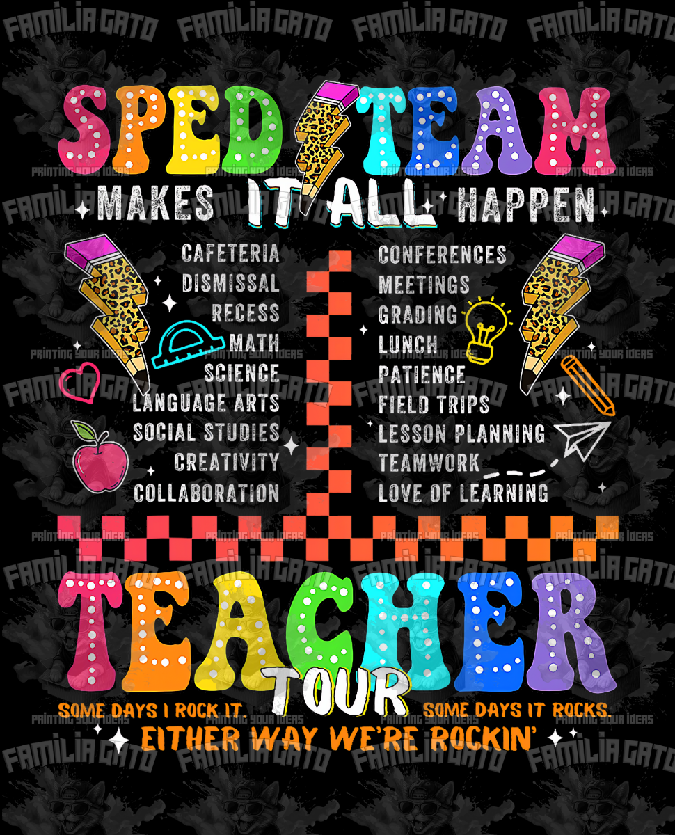 Sped Team Teacher Tour DTF Transfer