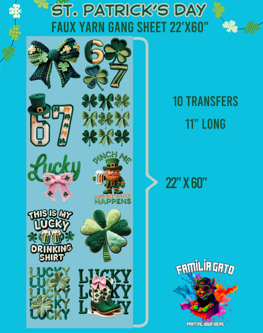 St. Patrick's Day Faux Yarn DTF Gang Sheet #1 - 22"x60"