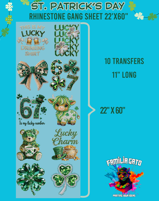 St. Patrick's Day Rhinestone DTF Gang Sheet #1 - 22"x60"