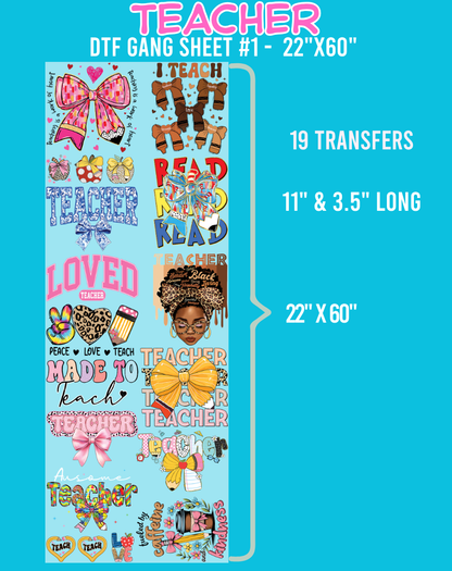Teacher DTF Gang Sheets - 22"x60"