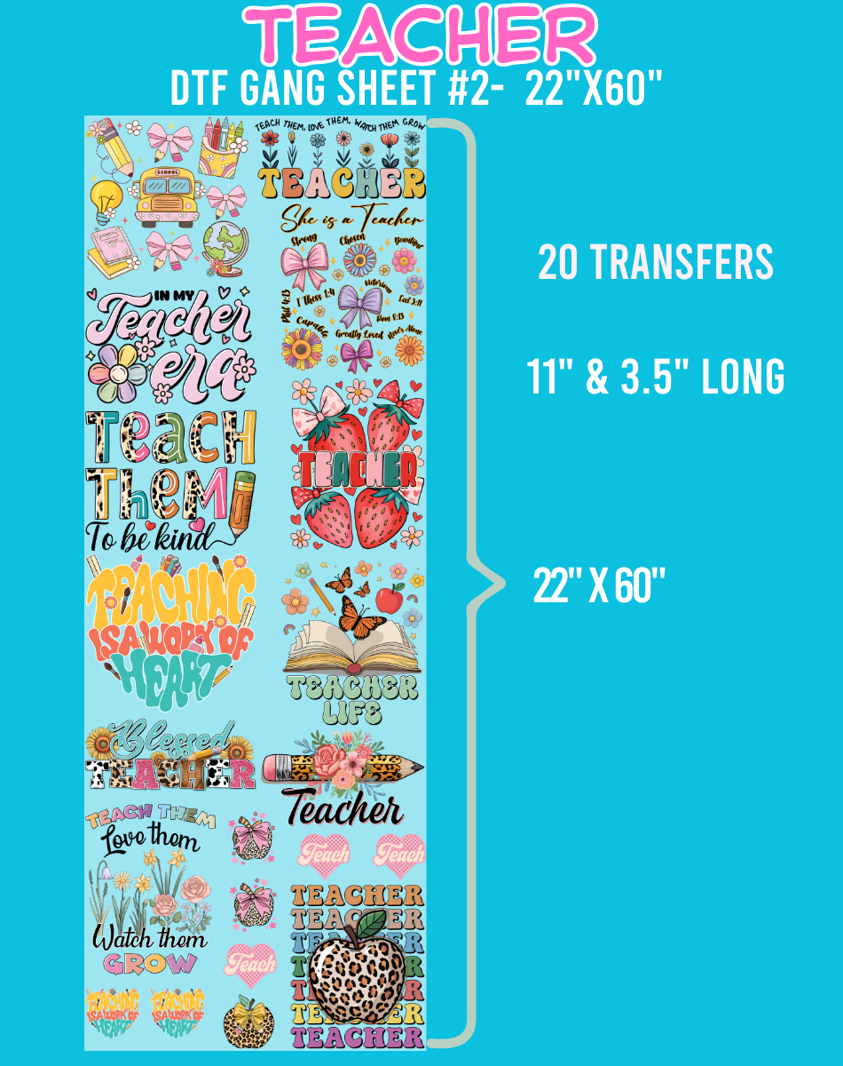 Teacher DTF Gang Sheets - 22"x60"