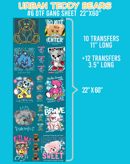 Urban Teddy Bears DTF Gang Sheet #6 - 22"x60"