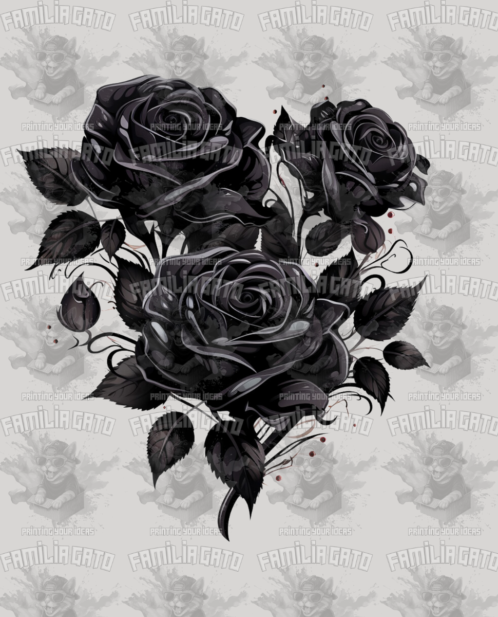 Three Black Roses DTF Transfer