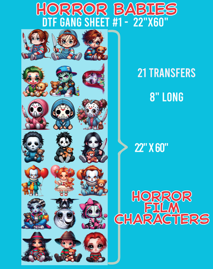 Halloween Horror Babies DTF Gang Sheet #1 - 22"x60"