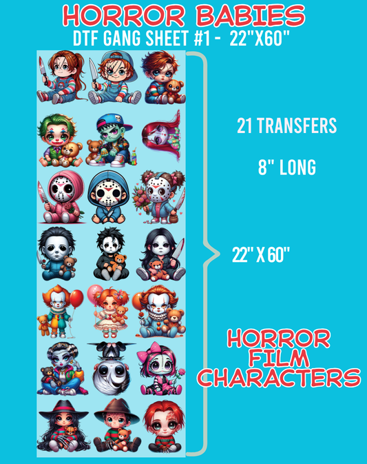 Halloween Horror Babies DTF Gang Sheet #1 - 22"x60"