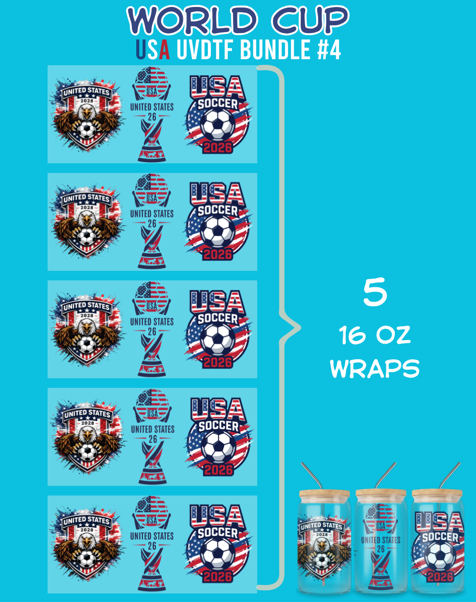 World Cup UVDTF Bundles - 16 Oz Libbey Glass Can Wraps