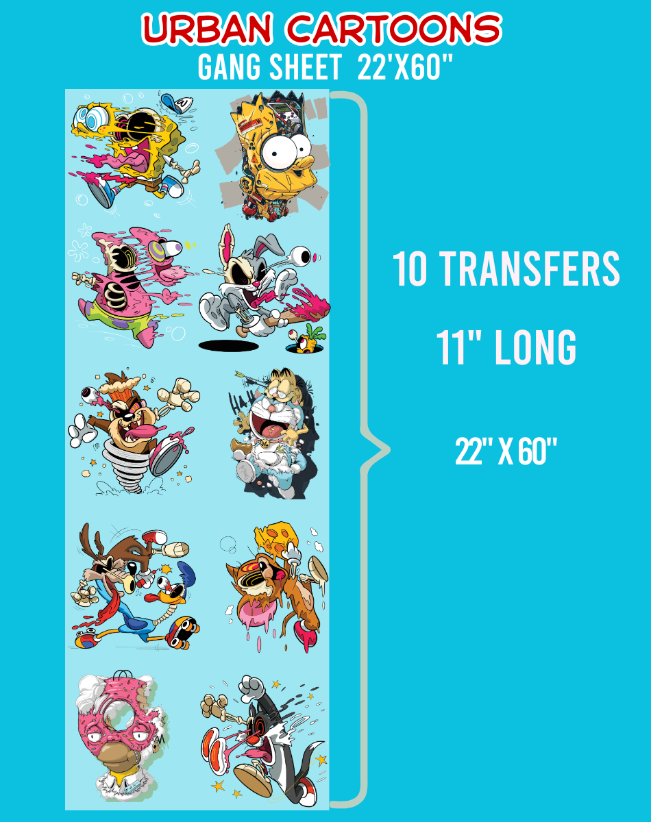 Urban Cartoons DTF Gang Sheet #1 - 22"x60"