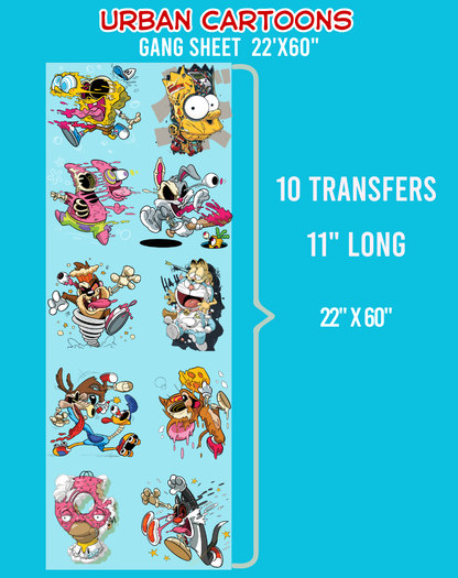 Urban Cartoons DTF Gang Sheet #1 - 22"x60"