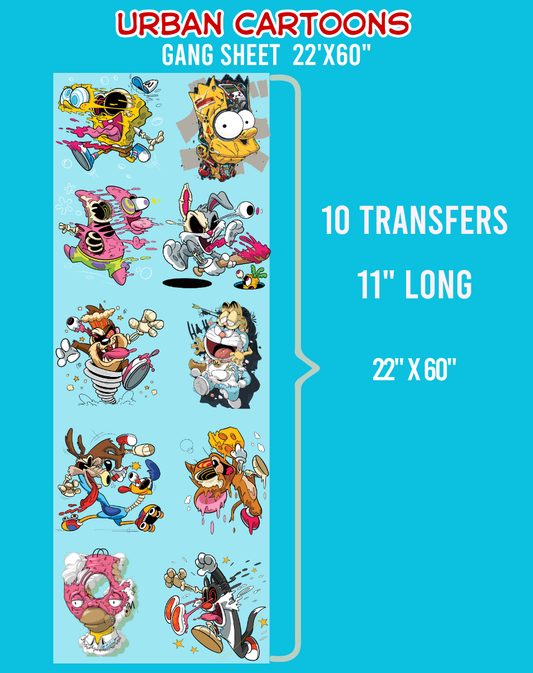 Urban Cartoons DTF Gang Sheet #1 - 22"x60"