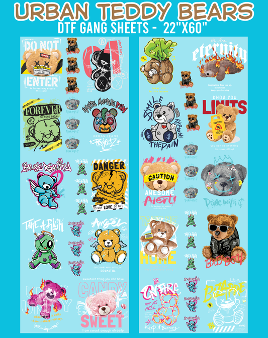 Urban Teddy Bears DTF Gang Sheets - 22"x60"