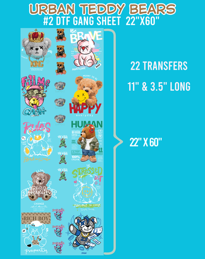 Urban Teddy Bears DTF Gang Sheets - 22"x60"