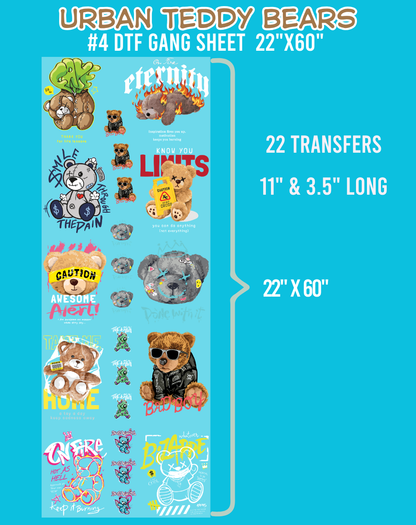 Urban Teddy Bears DTF Gang Sheets - 22"x60"