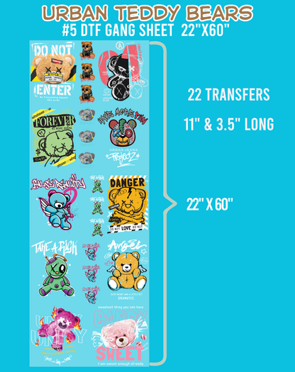Urban Teddy Bears DTF Gang Sheets - 22"x60"