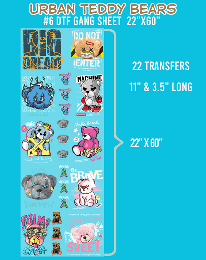 Urban Teddy Bears DTF Gang Sheets - 22"x60"