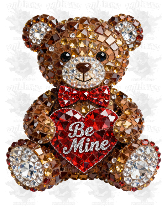 Valentine's Day - Rhinestone Be Mine Teddy Bear DTF Transfer