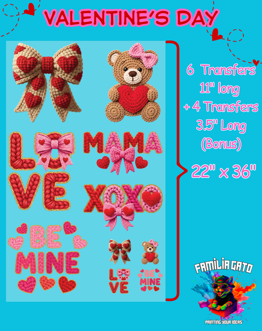 Valentine's Day Faux Yarn DTF Gang Sheet #1 - 22"x36"
