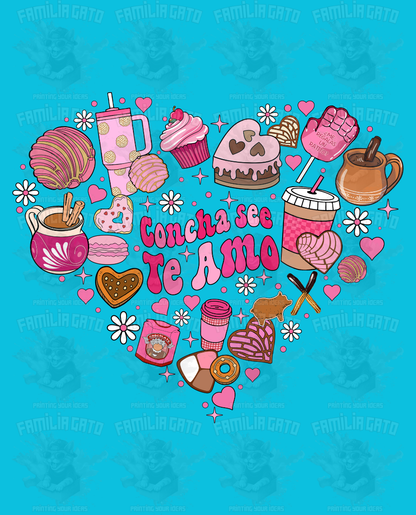 Valentine's Day - Hispanic Mexican Concha see Te Amo Heart DTF Transfer