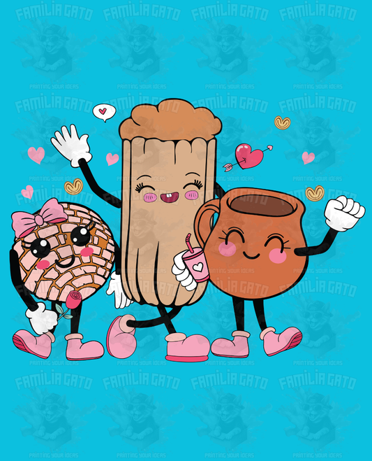 Valentine's Day - Hispanic Mexican Concha, Tamal and Cafe de Olla DTF Transfer