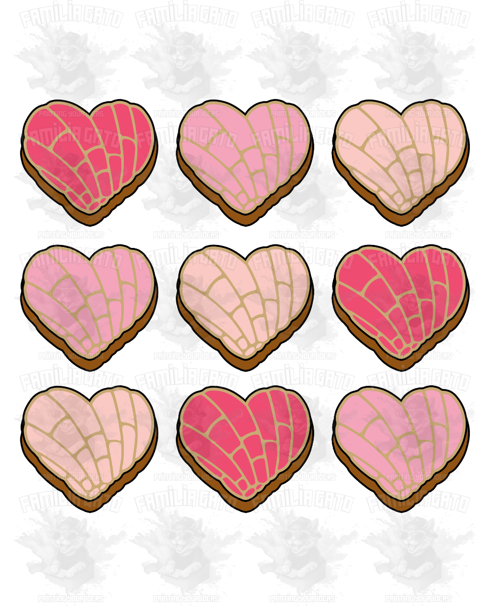 Valentine's Day - Hispanic Mexican Conchas Hearts #2 DTF Transfer