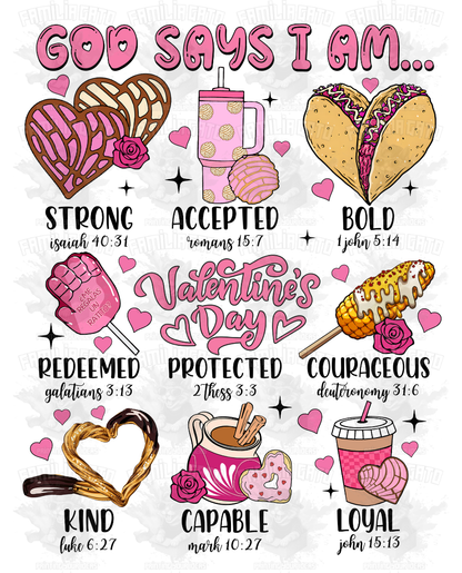 Valentine's Day - Hispanic Mexican God says I am... DTF Transfer