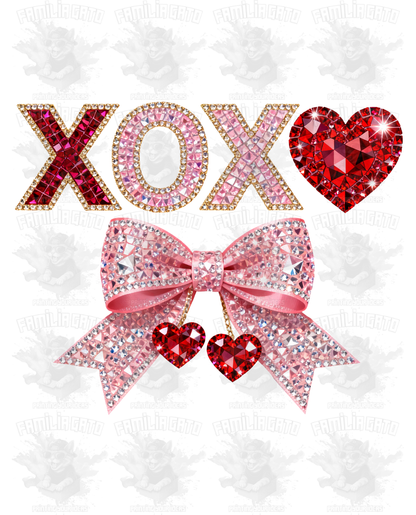 Valentine's Day - Rhinestone XoXo Coquette Bow DTF Transfer