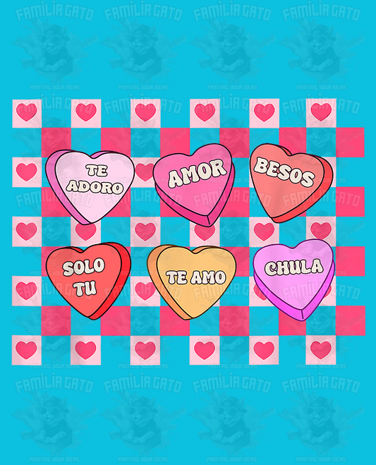 Valentine's Day - Hispanic Mexican Te Amo, Te Adoro Hearts DTF Transfer