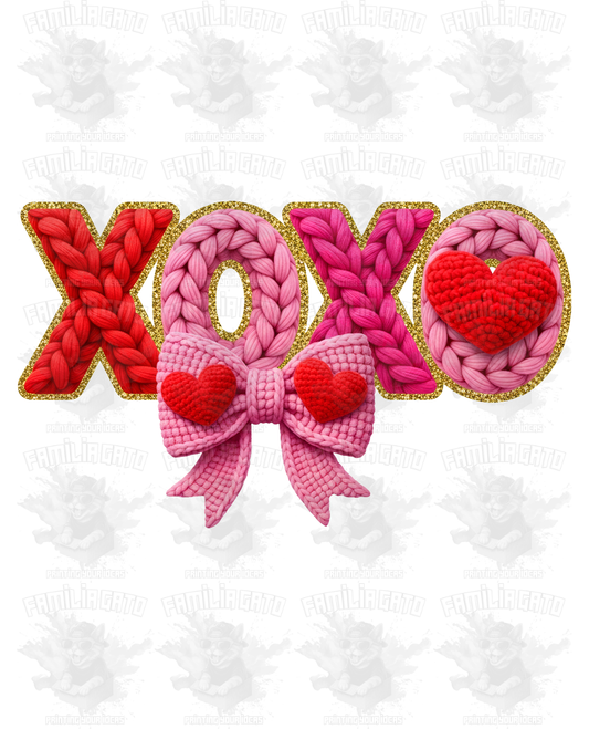 Valentine's Day - Faux Yarn Coquette XoXo Bow DTF Transfer