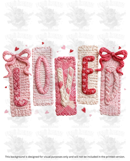 Valentine's Day - Faux Yarn Loved Bows DTF Transfer