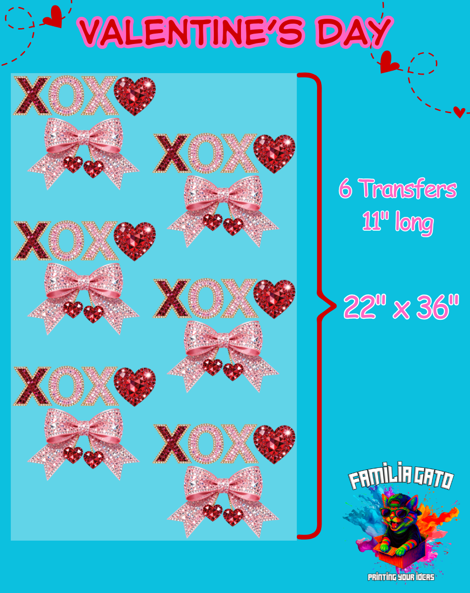 Valentine's Day Rhinestone DTF Gang Sheet #7 - 22"x36"