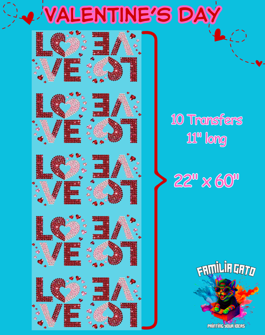 Valentine's Day Rhinestones DTF Gang Sheet #10 - 22"x60"