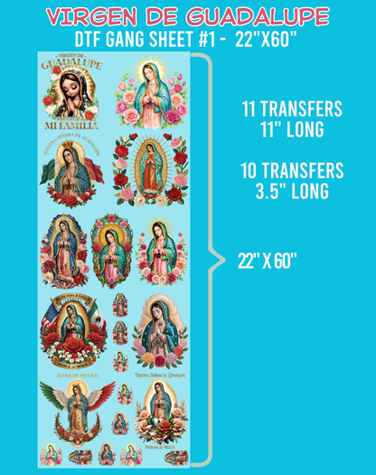 Virgen de Guadalupe DTF Gang Sheet #1 - 22"x60"