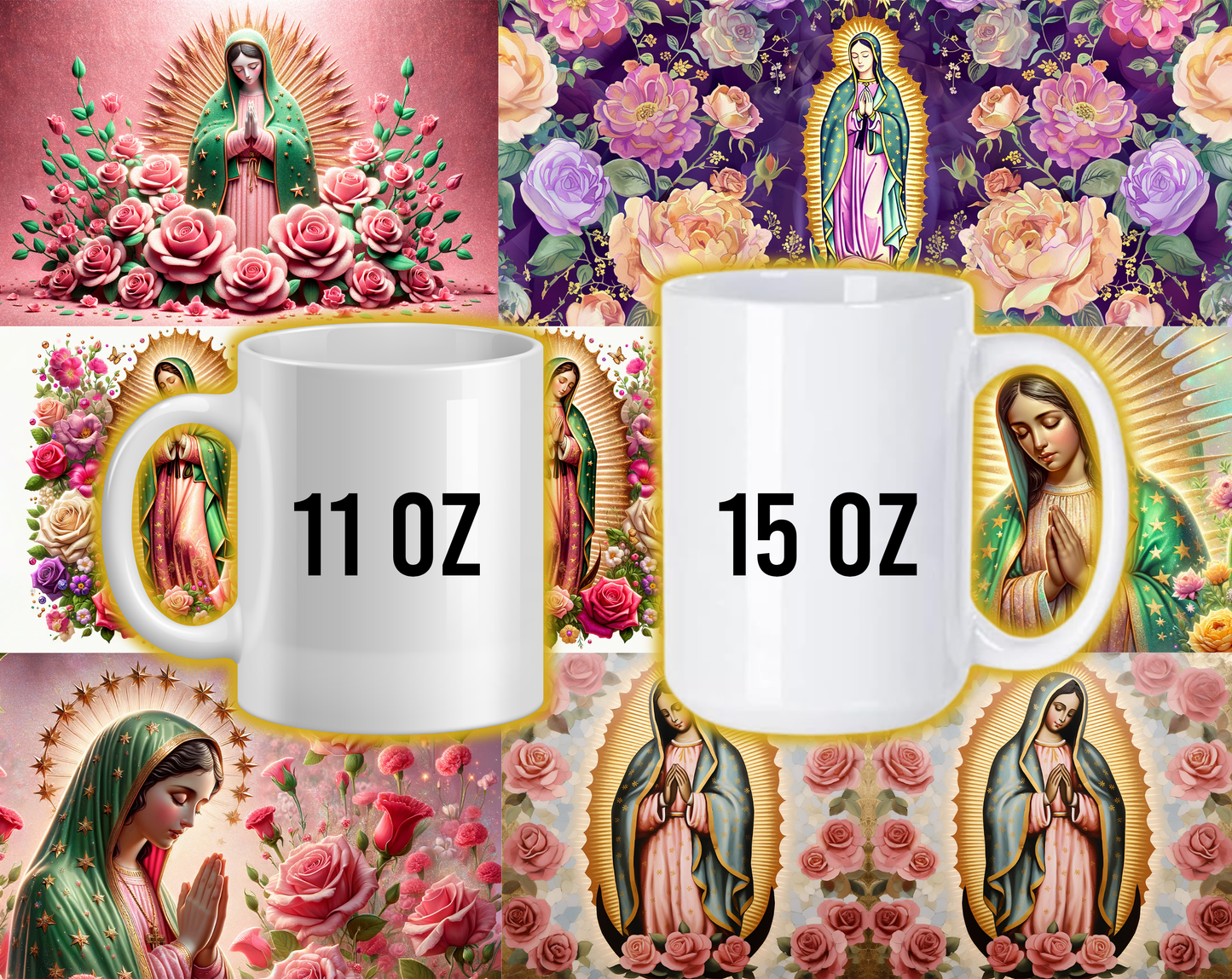 Virgen de Guadalupe Assorted Designs #1 - 11oz & 15oz Ceramic Mugs