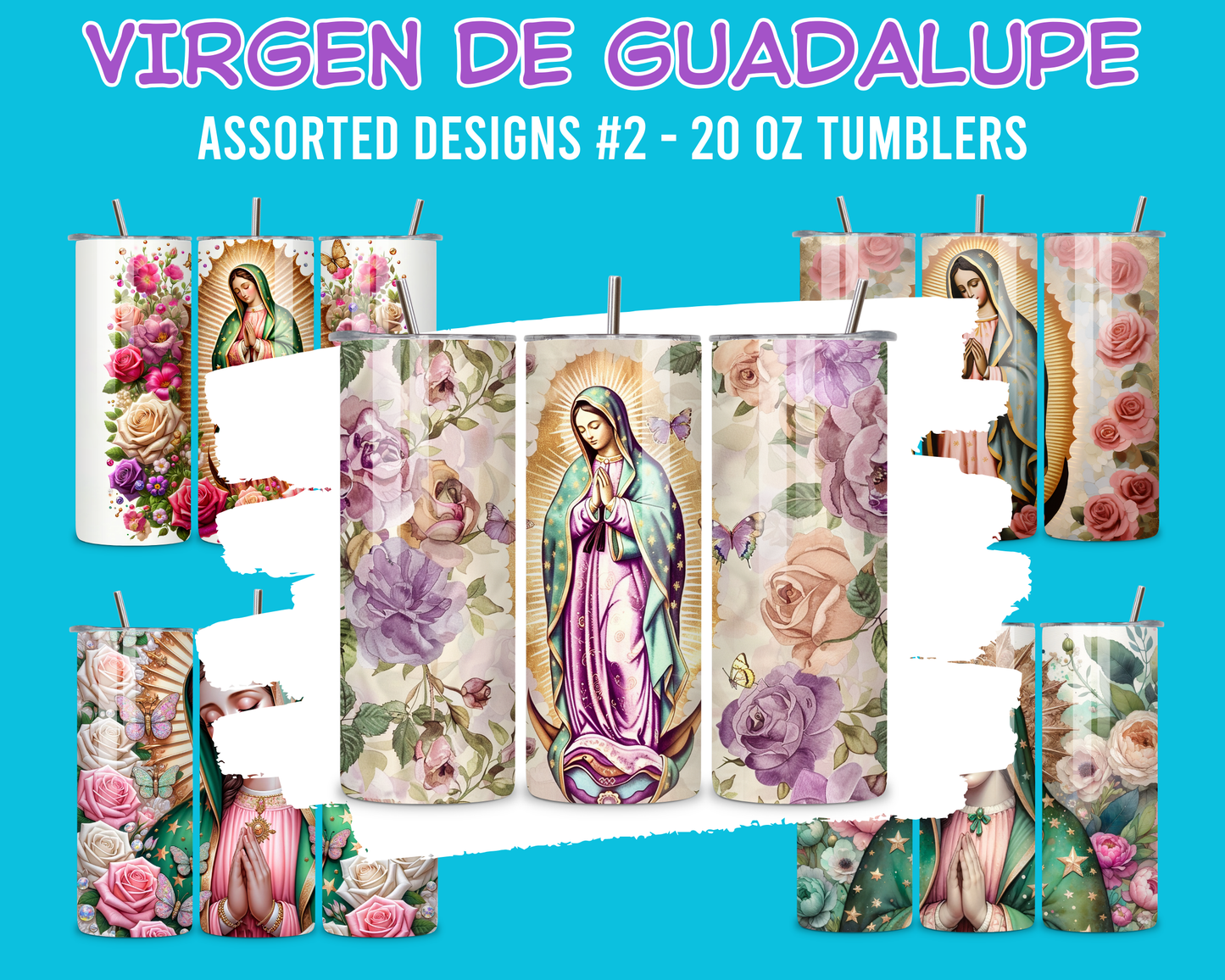 Virgen de Guadalupe Assorted Designs #2 - 20 Oz Stainless Steel Tumbler