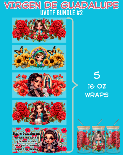 Virgen de Guadalupe UVDTF Bundles - 16 Oz Libbey Glass Can Wrap
