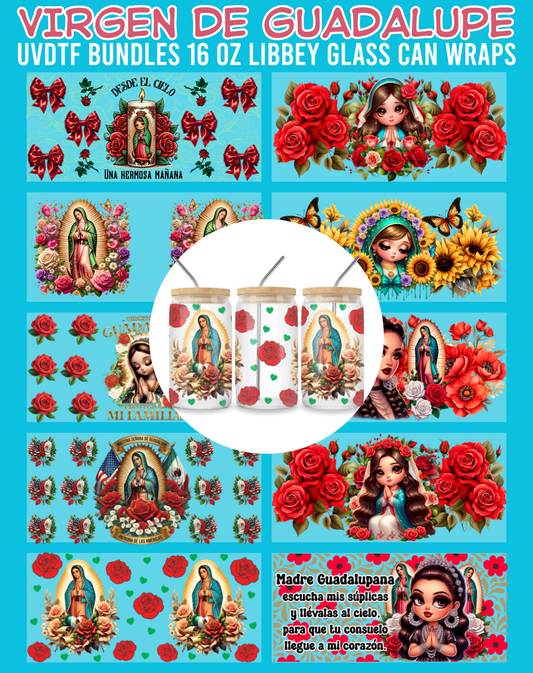 Virgen de Guadalupe UVDTF Bundles - 16 Oz Libbey Glass Can Wrap
