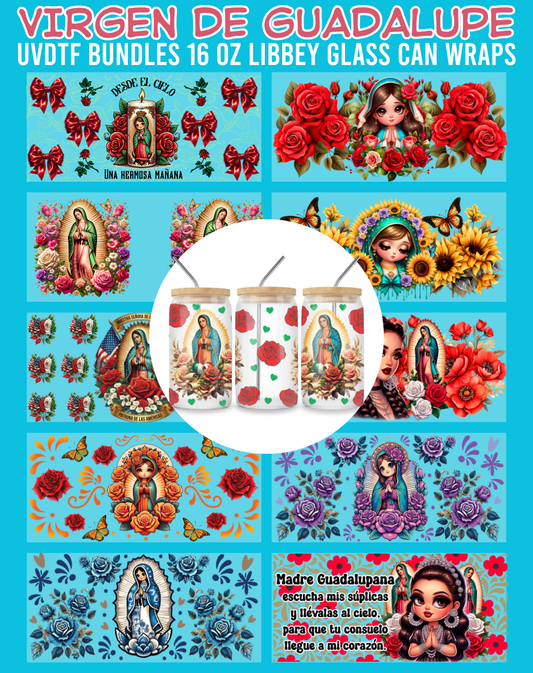 Virgen de Guadalupe UVDTF Bundles - 16 Oz Libbey Glass Can Wrap