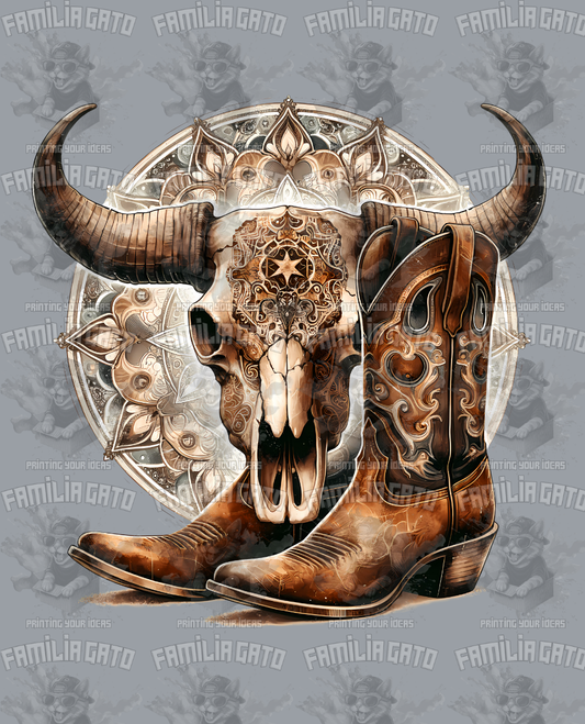 Western Bull/Cow Skull #16 DTF Transfer