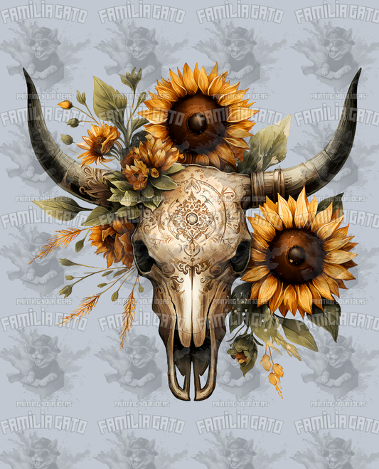 Western Bull/Cow Skull #17 DTF Transfer