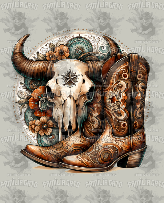 Western Bull/Cow Skull #24 DTF Transfer