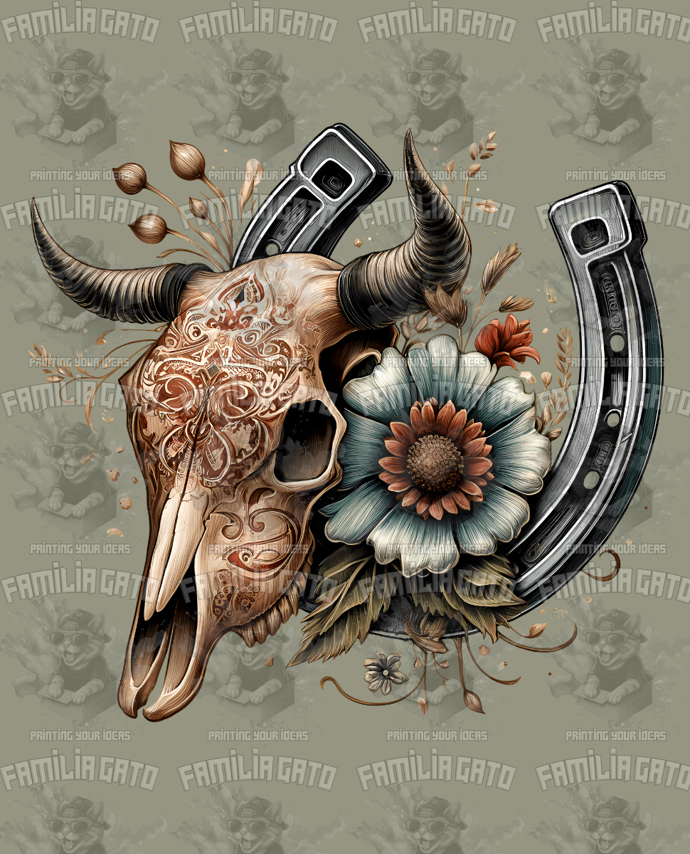 Western Bull/Cow Skull #29 DTF Transfer