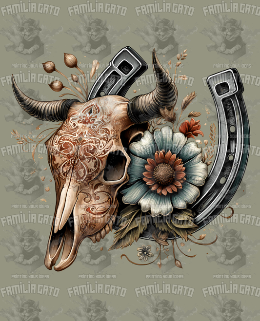 Western Bull/Cow Skull #29 DTF Transfer
