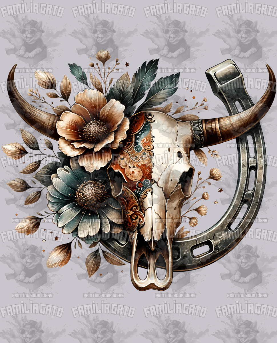 Western Bull/Cow Skull #30 DTF Transfer