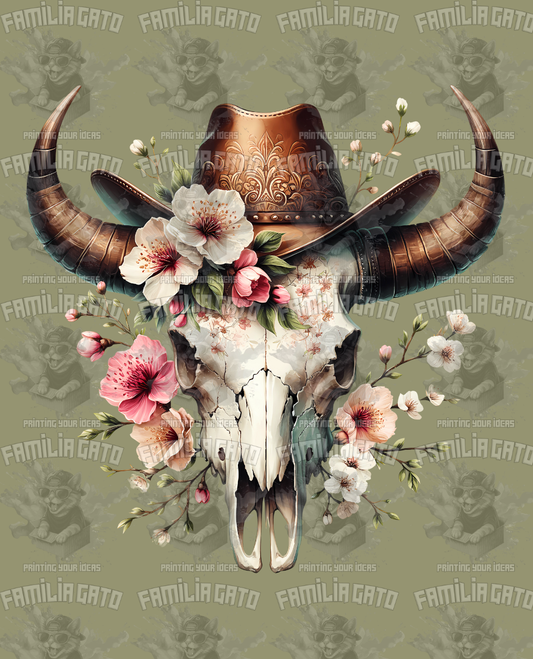 Western Bull/Cow Skull #4 DTF Transfer