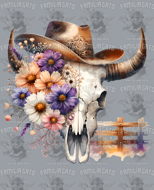 Western Bull/Cow Skull #8 DTF Transfer